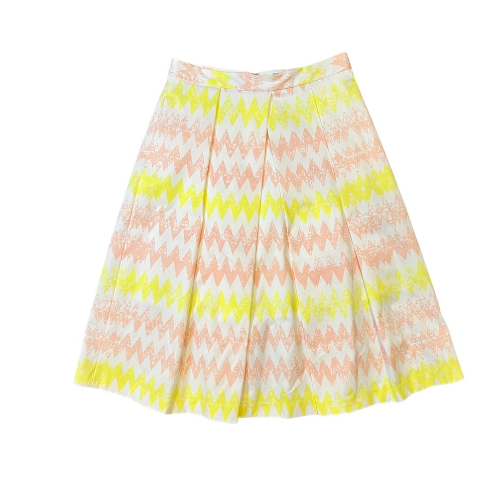 *NWOT* 1.State Yellow & Pink Chevron Stripe Midi Skirt, Size M